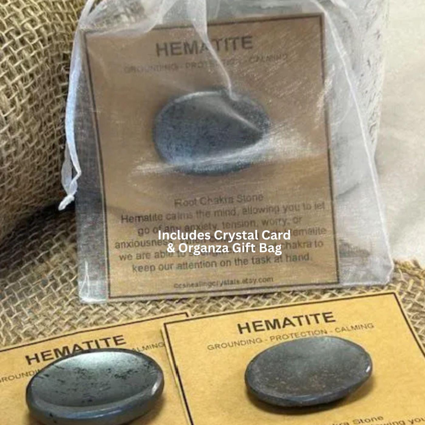 Natural Crystal Worry Stone , Hematite Thumb Stone ,Root Chakra , Palm Stone, Pocket Stone Gift , Smooth Gemstone, Gifts for Friends Him Her