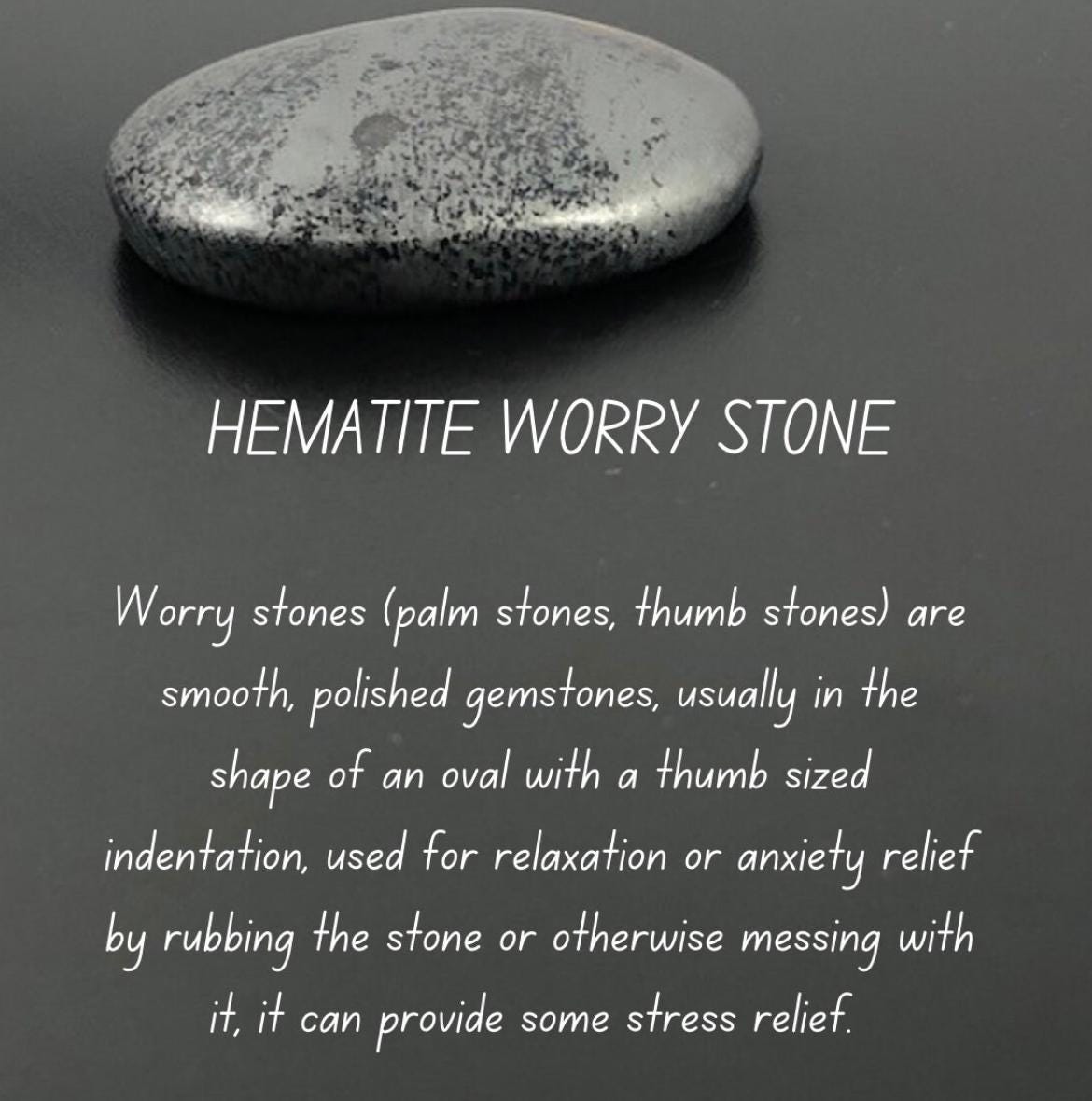 Natural Crystal Worry Stone , Hematite Thumb Stone ,Root Chakra , Palm Stone, Pocket Stone Gift , Smooth Gemstone, Gifts for Friends Him Her