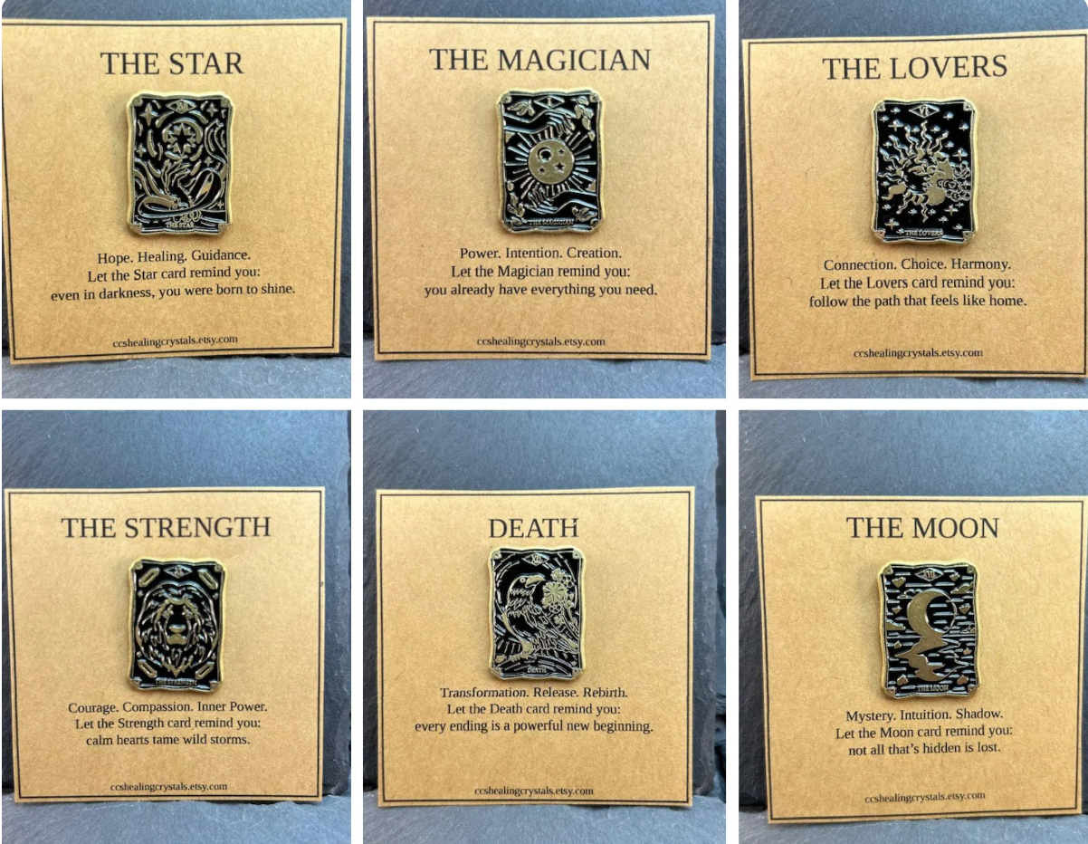 40% OFF (At checkout) Tarot Card Enamel Pin with Tarot Meaning