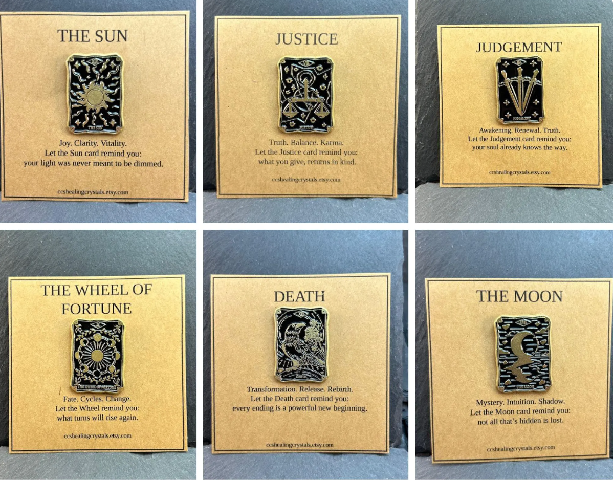 40% OFF (At checkout) Tarot Card Enamel Pin with Tarot Meaning