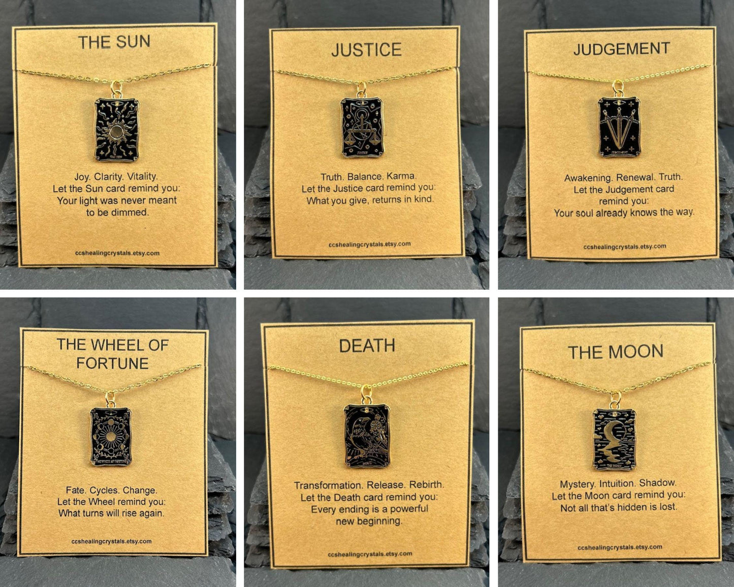 Gold Tarot Card Necklace for Women Men, Tarot Card Gift ,The Magician ,The Lovers The Sun , Justice Card , Witchy Gift ,Tarot Card Lovers