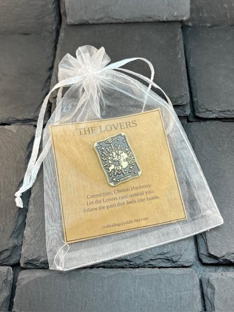 Tarot Card Enamel Pin with Tarot Meaning Card Lapel Pin The Magician, The Lovers, Strength & More Spiritual Gift for Tarot Lovers Tarot Pin