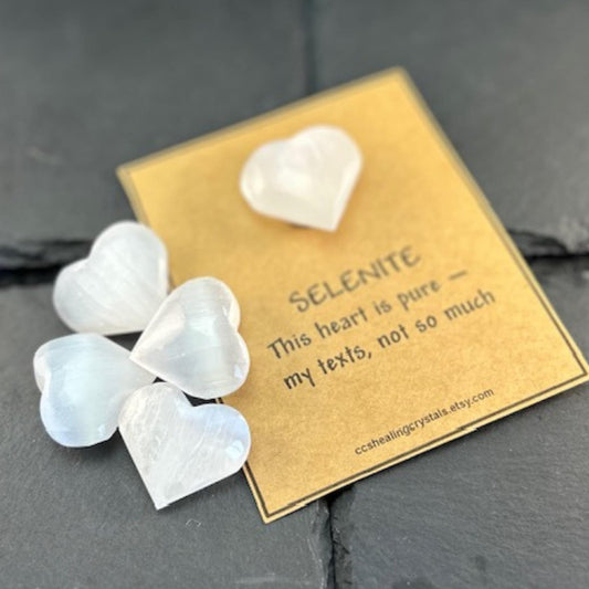 Funny Spiritual Gift Selenite Heart Crystal Energy Cleansing Crystal Heart Protection  Healing Crystal Gift for Friends Cute Healing Crystal