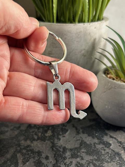 30% OFF Silver Scorpio Zodiac Keychain: Birthday Gift + Organza Bag