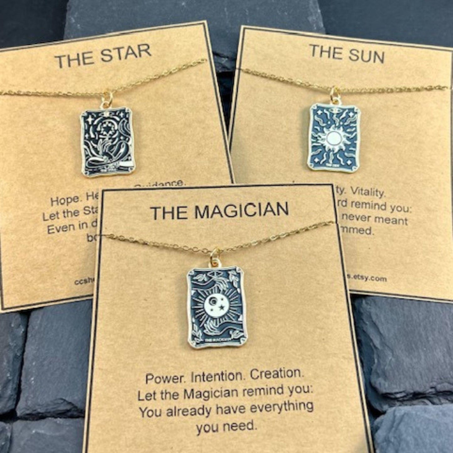 Gold Tarot Card Necklace for Women Men, Tarot Card Gift ,The Magician ,The Lovers The Sun , Justice Card , Witchy Gift ,Tarot Card Lovers
