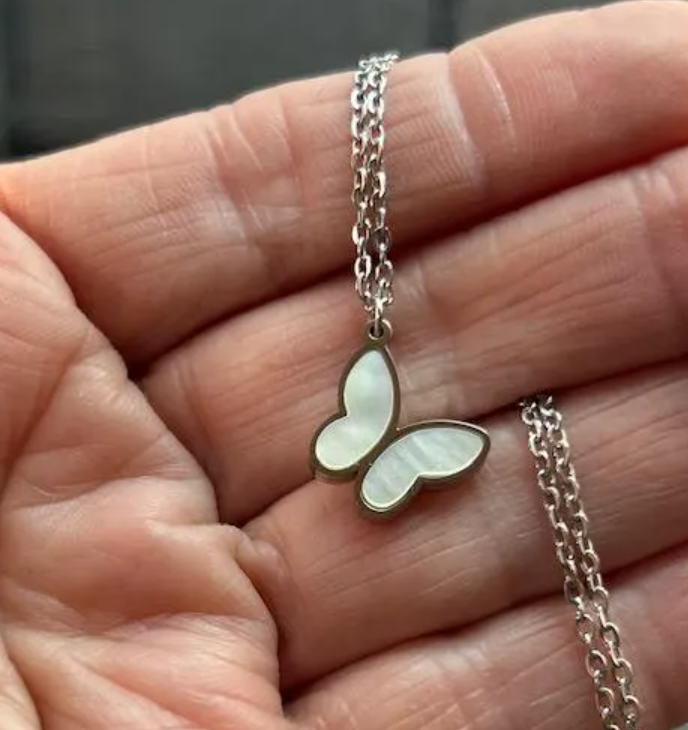 FREE SHIPPING ! - Tiny Butterfly Necklace, 18K Gold-Plated Dainty Necklace