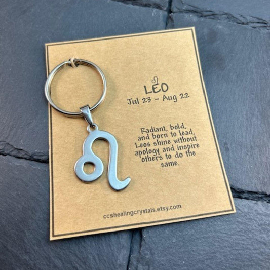 Leo zodiac Keyring Gift for LEO Man Woman Personalized Leo gift for astrology lovers July August Birthday Gift keychain gift for best friend